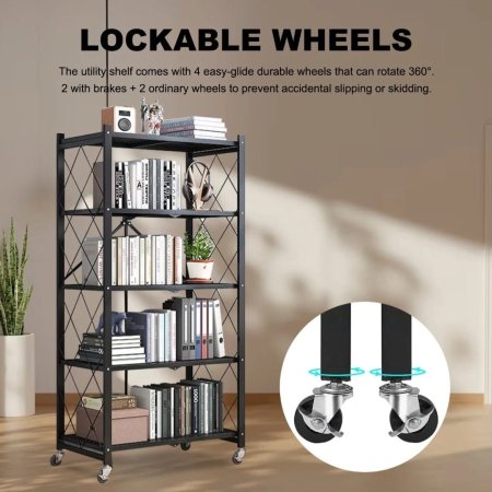 رف تخزين معدني متعدد الاستخدامات مع عجلات قابلة للقفل – Utility Shelf with Lockable Wheels